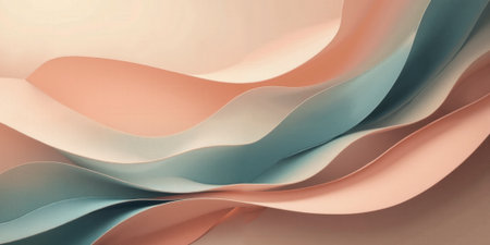 A contemporary abstract design in mocha, musse, with accents of soft aqua and dusty rose creates a peaceful yet stylishの素材