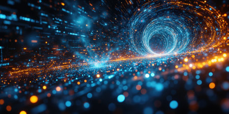 Holographic Data Vortex - A swirling vortex of digital information, composed of luminous binary codes and data clusters. The vortexの素材