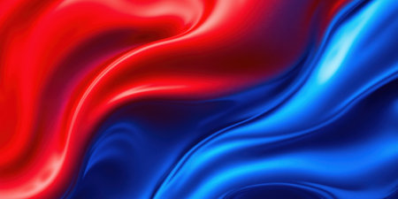 Modern Gradient Waves in Bold Red and Electric Blue with a High-Gloss Effect A sleek and eye-catching abstract background featuringの素材