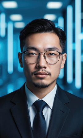 Inspire Asian Architect Kite Grid Asian male 29 blazer kite architecture grid, isolated , photoreal sky-blue, bright studio, shallowの素材