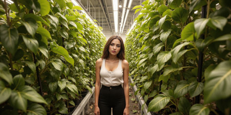 Future of Agriculture Precision Indoor Farming Visual concept of the future of agriculture with precision indoor farming, controlled environment agriculture in indoorの素材