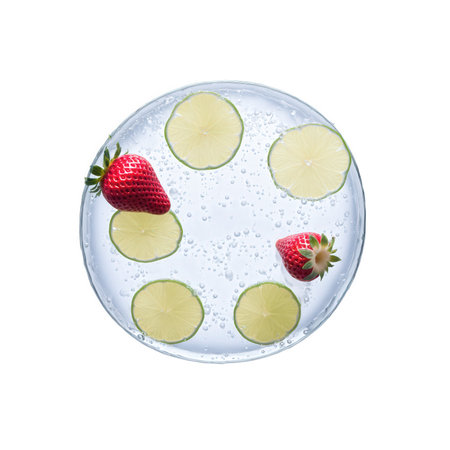 Strawberry Lime Fizz - A bubbly cocktail made with fresh strawberries, lime juice, soda water, and a touch of sugar.の素材