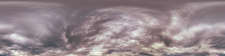 Dark moody rain clouds in dramatic overcast sky. Seamless 360 HDR spherical panorama. Full zenith or...