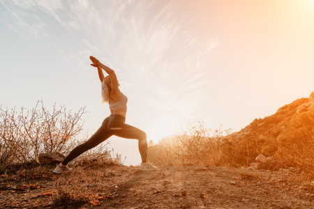 Yoga in the Golden Hourの写真素材