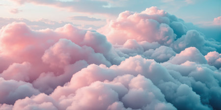 Pink and Blue Cloudscape A soft, dreamy cloudscape with pastel shades of pink and blue. The clouds are fluffyの素材