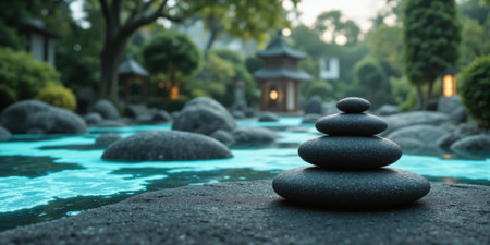 Zen stones garden calmness water towerの素材