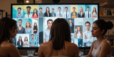 Virtual Team Work Meeting Screen Selection Hiring Office Dayの素材