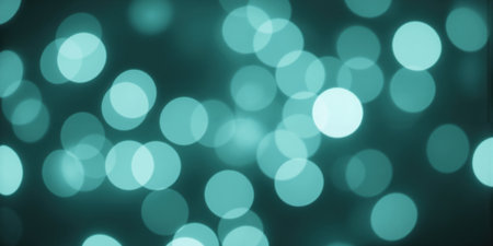 Bokeh Lights on Teal Background Out-of-focus, circular bokeh lights in shades of teal and white, creating a soft, dreamy background.の素材