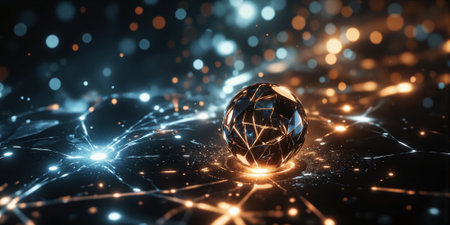 Network Sphere Technology Abstract Connection Data Flow Visualization Light Effectの素材