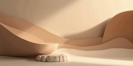 A minimalist abstract composition in mocha, musse, and subtle highlights of soft olive and creamy beige evokes a senseの素材