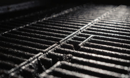 BBQ Grill Macro - grill mark textures forming tiled mesh pattern.の素材