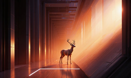 Deer Warm Flow - sunset light forming rich color gradient.の素材