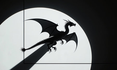 Dragon Shadow Flow - dark silhouettes forming circular motion rhythm.の素材