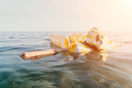 Woman Float Inflatable Sea Summer Vacation