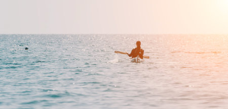 Paddleboarder Ocean Sunset Watersports