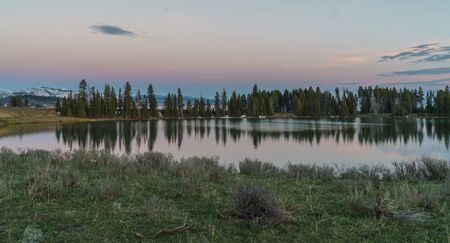 Beautiful sunset at Yellowstone National Park, Wyomingの写真素材