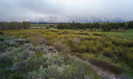 Cloudy Day in Grand Teton National Park, Wyomingの写真素材