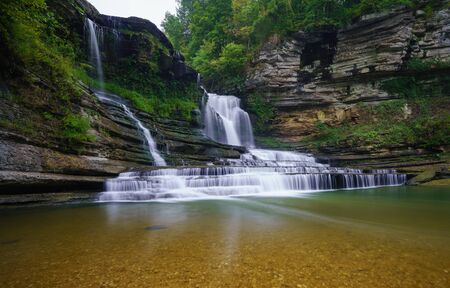 Cummins Falls State Park is an idyllic, day-use park located nine miles north of Cookeville on the Blackburn Fork State Scenic River on the Eastern Highland Rim.の写真素材