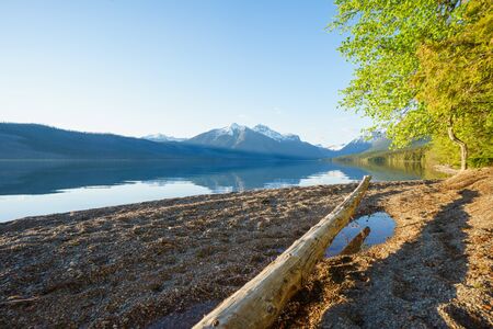 Lake McDonald in Glacier National Park, Montanaの写真素材