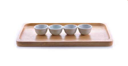 Cup white four-leaf platters.の写真素材