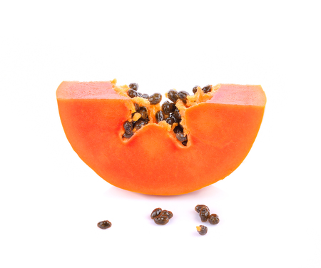 Yellow papaya isolated on white background.の写真素材