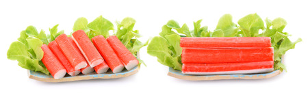 Crab sticks isolated on white background.の写真素材
