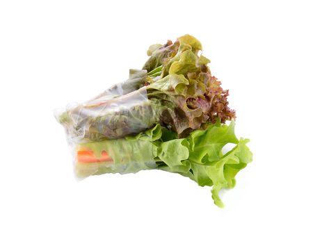 Salad roll on a white backgroundの写真素材