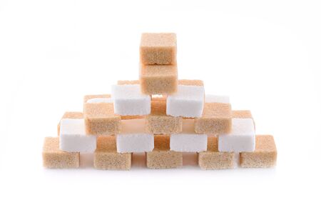 Sugar cubes on a white background.の写真素材