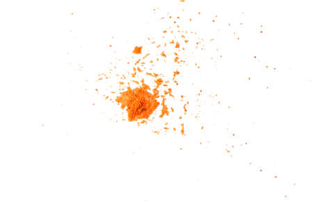 Chili powder isolated on a white backgroundの写真素材