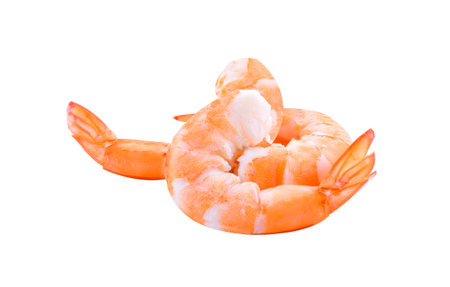 Cooked shrimps isolated on white backgroundの写真素材