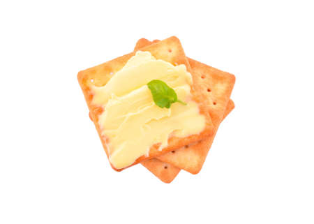 biscuits and butter isolated on white backgroundの写真素材