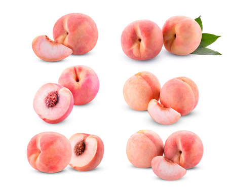 Fruit Peach isolated on white backgroundの写真素材