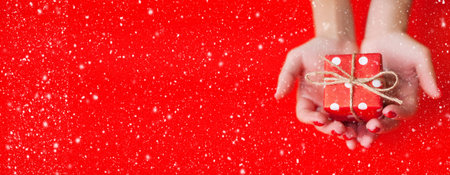 Present box with a ribbonの写真素材