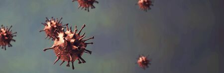 Microscopic view of influenza virus cellsの写真素材