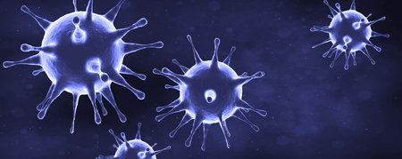 Microscopic view of influenza virus cells