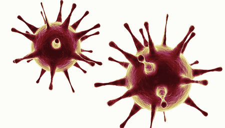 Microscopic view of virus cells. 3D medical illustrationの写真素材