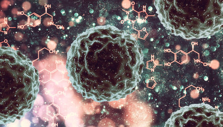Microscopic view of influenza virus cells. 3D medical illustration