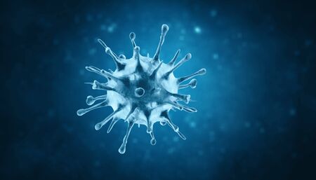 Microscopic view of influenza virus cells. 3D medical illustrationの写真素材
