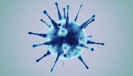 Microscopic view of influenza virus cells. 3D medical illustrationの写真素材