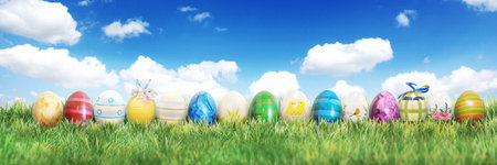 Easter composition with eggs. Festive decoration. Happy Easter!