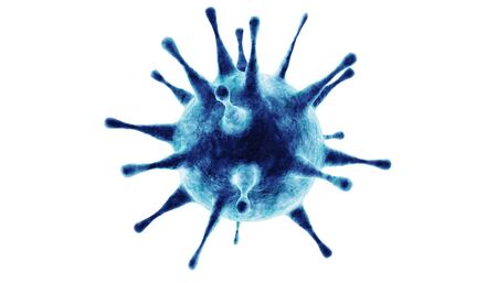 Microscopic view of influenza virus cells. 3D medical illustrationの写真素材