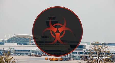 Biohazard symbol sign of biological threat. 3D medical illustrationの写真素材