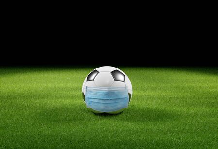 Euro soccer cancellation event concept. Ball with coronavirus maskの写真素材