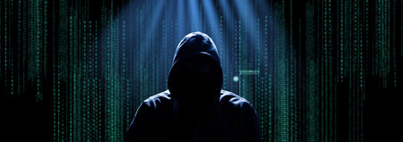 Hacker prints a code on a laptop keyboard to break into a cyberspace