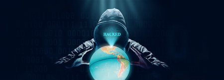 Hacker prints a code on a laptop keyboard to break into a cyberspace