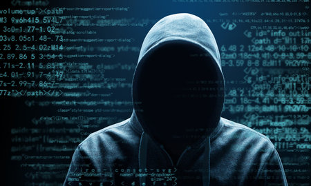 Hacker prints a code on a laptop keyboard to break into a cyberspace