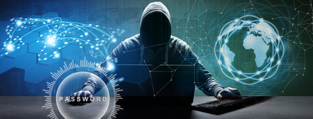 Hacker prints a code on a laptop keyboard to break into a cyberspace