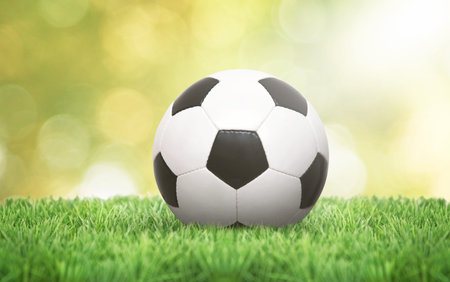 Traditional soccer game with a leather ball