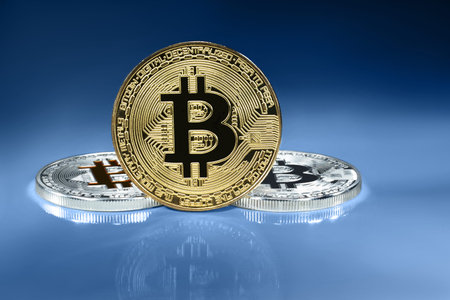 Cryptocurrency concept. Trends in bitcoin exchange rates. Rise and fall of bitcoin.