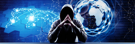 Hacker prints a code on a laptop keyboard to break into a cyberspace
